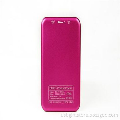 Power bank, portable external solar power bank with super thin case and USB charger